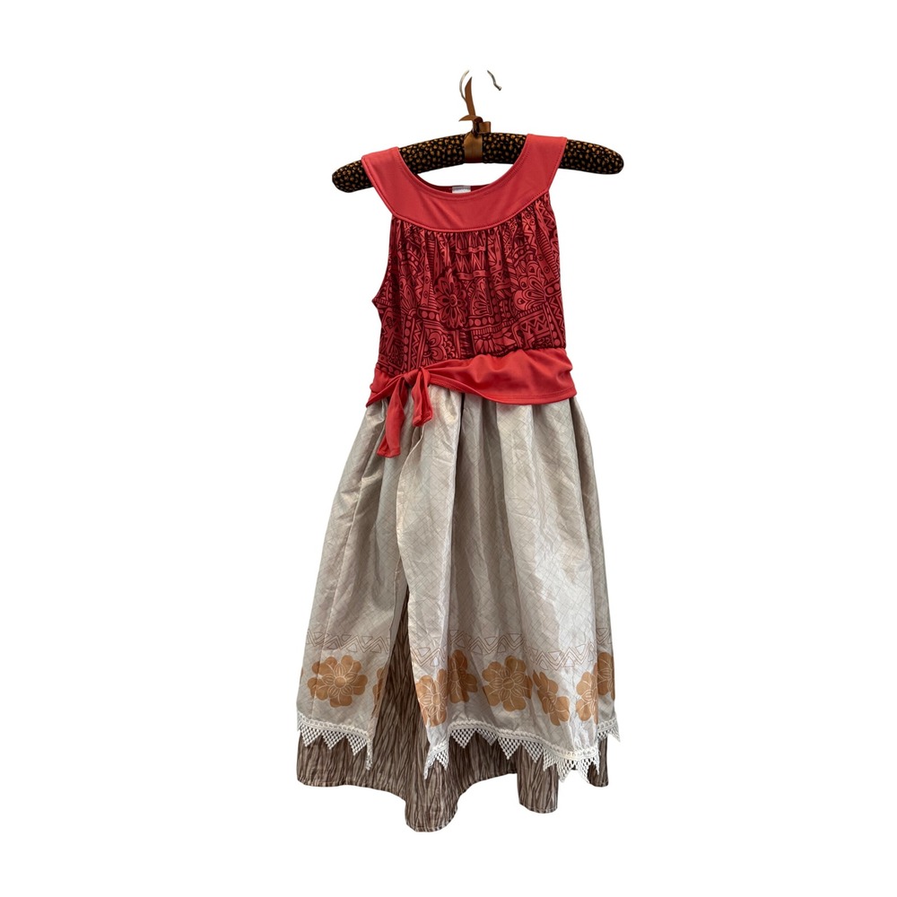 Little Adventures Island Princess Costume Dress Girls XL 7-9 Years Coral Red